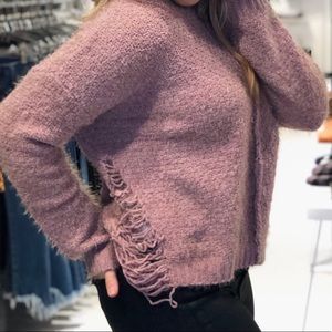NWOT | Distressed Rose Blush Sweater